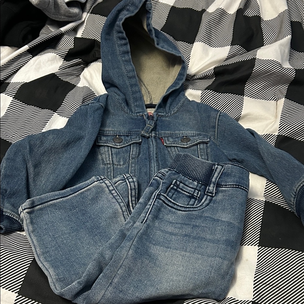 Levi's Blue Denim Hooded Jacket & Jeans for Kids